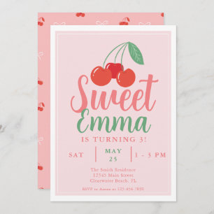 Sweet One Cherry 3e Invitation anniversaire