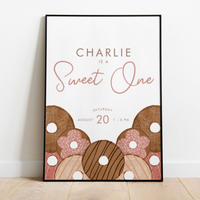 Sweet One First Birthday Donut Girl's Party Poster (Créateur téléchargé)