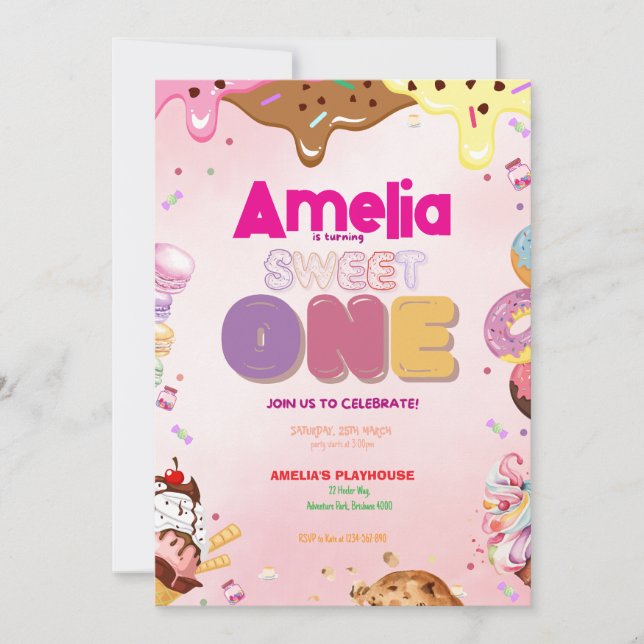 Sweet One First Birthday Invitation | Le thème des (Devant)