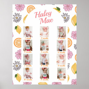 Sweet One First Birthday Monthly Photos Poster