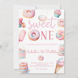 Sweet One First Birthday Photo Invitation