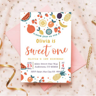 Sweet One Fruit 1er Anniversaire Fête Invitation