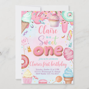 Sweet One girl 1er invitation de premier anniversa