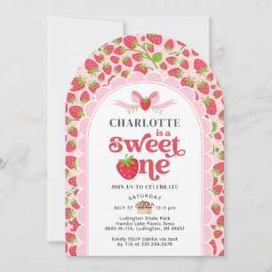 Sweet One Strawberry 1er anniversaire Invitation