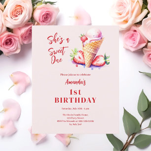 Sweet One Strawberry glace 1er invitation annivers