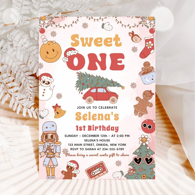 Sweet One Super Noël 1er anniversaire Invitation (Créateur téléchargé)