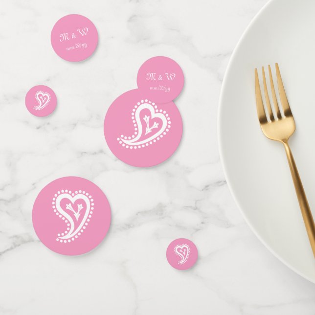 Sweet Paisley Coeurs en Pétale rose Table Confetti (Groupe)