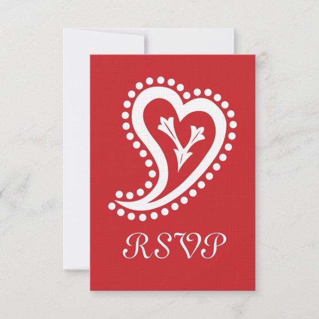 Sweet Paisley Hearts dans Cherry RSVP Card (Devant)