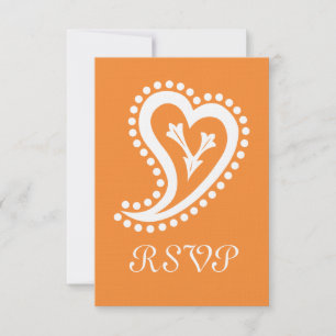 Sweet Paisley Hearts en Orange carte RSVP