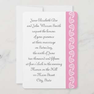 Sweet Paisley Hearts in Petal Pink Invitation