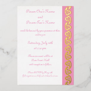 Sweet Paisley Hearts in Petal rose Foil Invitation