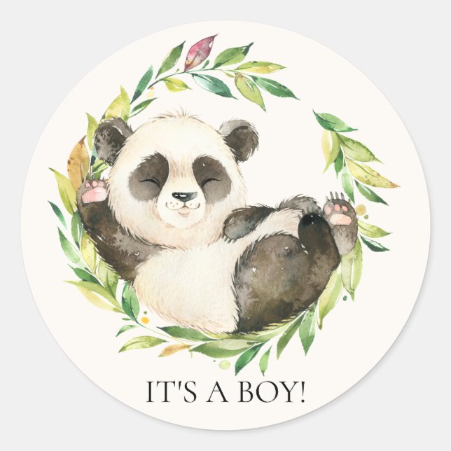 Sweet Panda Bear It's a Boy Faveur Sticker (Devant)