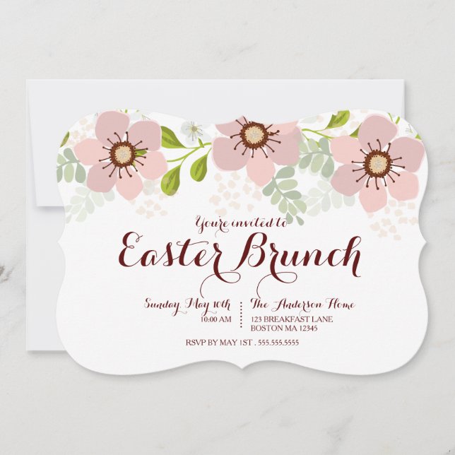 Sweet Pastel Floral Pâques Brunch Invitation (Devant)