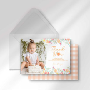 Sweet Peach 1er Anniversaire Carte de remerciement