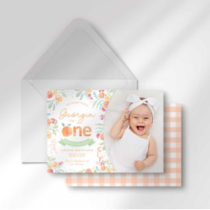 Sweet Peach 1er anniversaire Invitation