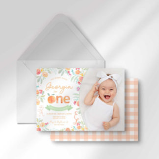Sweet Peach 1er anniversaire Invitation