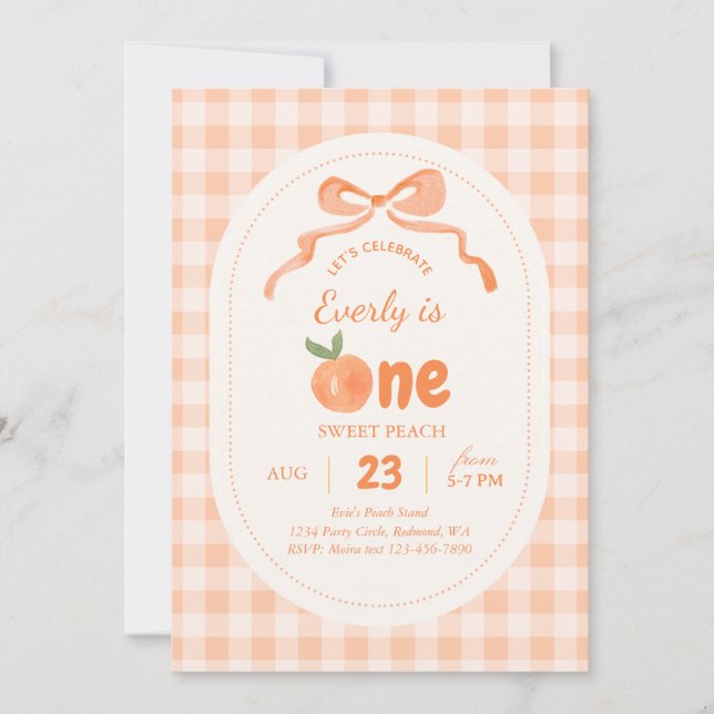 Sweet Peach 1st Birthday Invitation (Devant)