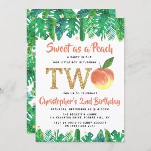 Sweet Peach Boys Invitation 2e anniversaire