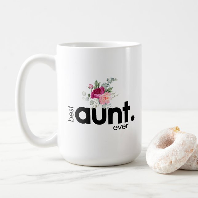 Sweet Peonies Meilleure Tante Ever 15oz Café Mug (Avec donut)