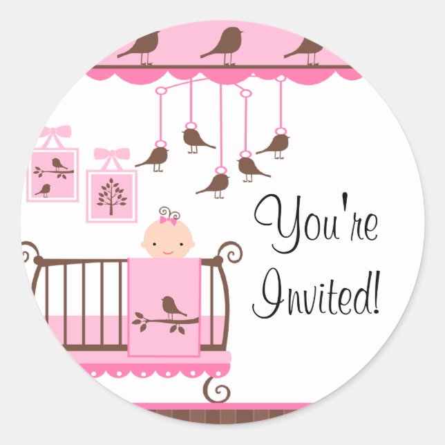 Sweet Pink Baby Room Vous êtes invité Sticker (Devant)