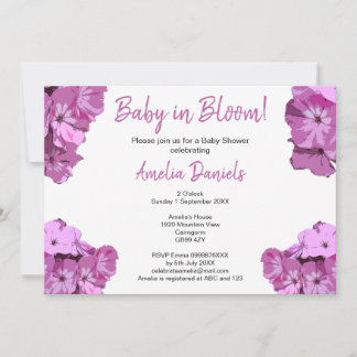 Sweet Pink Floral Baby Shower Invitation