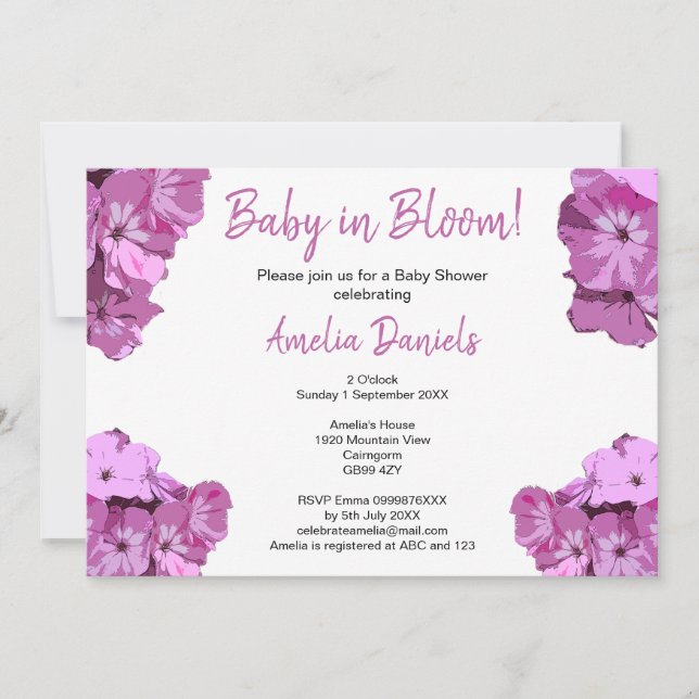 Sweet Pink Floral Baby Shower Invitation (Devant)