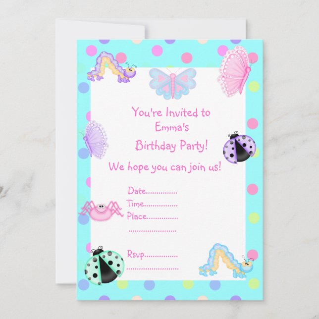 SWEET PRINTEMPS ANNIVERSAIRE FÊTE INVITATION BLEU (Devant)