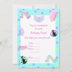 SWEET PRINTEMPS ANNIVERSAIRE FÊTE INVITATION BLEU