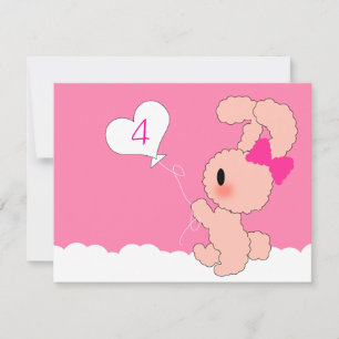 Sweet Rabbit Cute 4e invitation à l'anniversaire