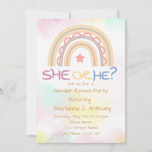 Sweet Rainbow Genre Reveal Party Invitation