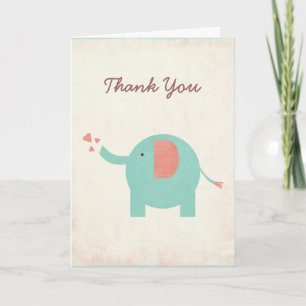 Sweet Retro Unisex Elephant Carte de remerciements