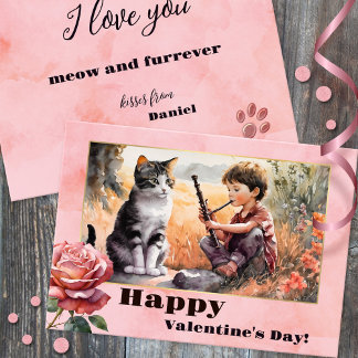 Sweet Romantic Funny Chat Bonne Valentines Carte d