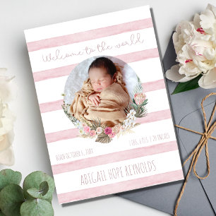 Sweet rose Baby Girl Faire-part photo de naissance