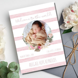 Sweet rose Baby Girl Faire-part photo de naissance