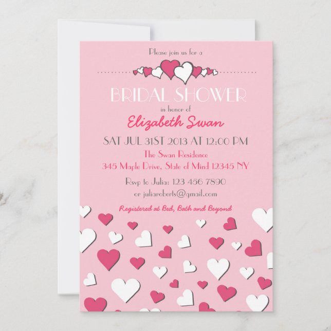 Sweet Rose et blanc Amour nuptiale Invitation (Devant)