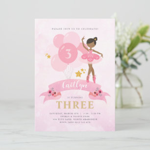 Sweet Rose & Or Ballerina Invitation Anniversaire