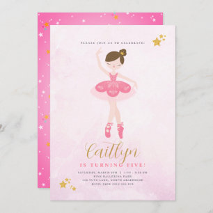 Sweet Rose & Or Ballerina Invitation Anniversaire