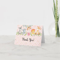 Sweet Safari Animaux Baby shower Merci Note