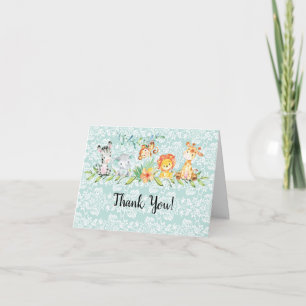 Sweet Safari Animaux Baby shower Merci Note