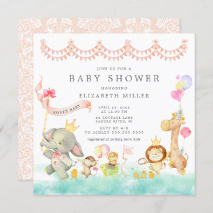 Sweet Safari Animaux Parade Baby shower Invitation
