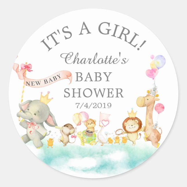 Sweet Safari Animaux Parade Favoriser Sticker (Devant)