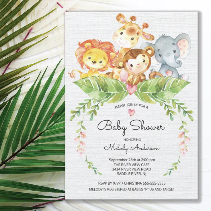 Sweet Safari Jungle Baby shower Invitation Zazzle.fr