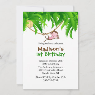 Sweet Safari Singe Anniversaire Invitation