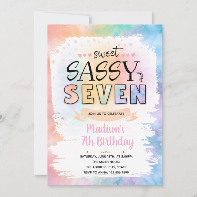 Sweet Sassy et sept teintures invitation d'anniver (Devant)