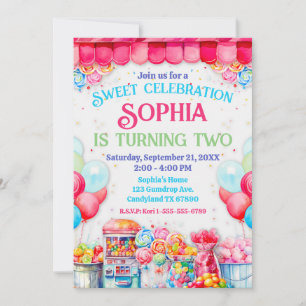 Sweet Shop Anniversaire Fête Invitation