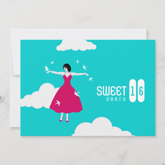 Sweet sixteen Anniversaire invitation (Devant)