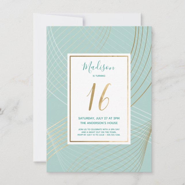 Sweet sixteen Anniversaire Invitation - Moderne, T (Devant)