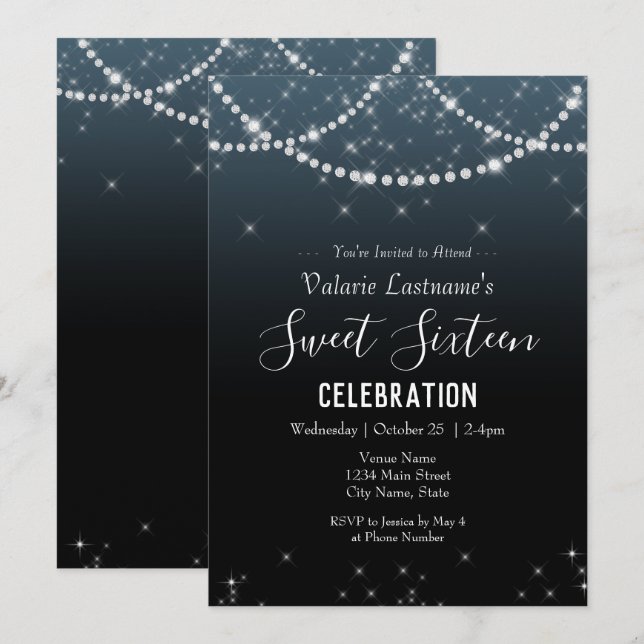 Sweet sixteen Anniversaire Ombre Diamond (Devant / Derrière)