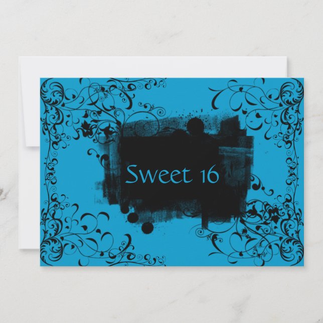 Sweet sixteen bleu Invitation Invitation bleu (Devant)