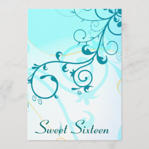 Sweet sixteen Blue Swirls 16ème partie Invitations